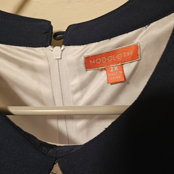 Modcloth Women's White/Blue Collared Dress Size 2XL - Picture 3 of 3